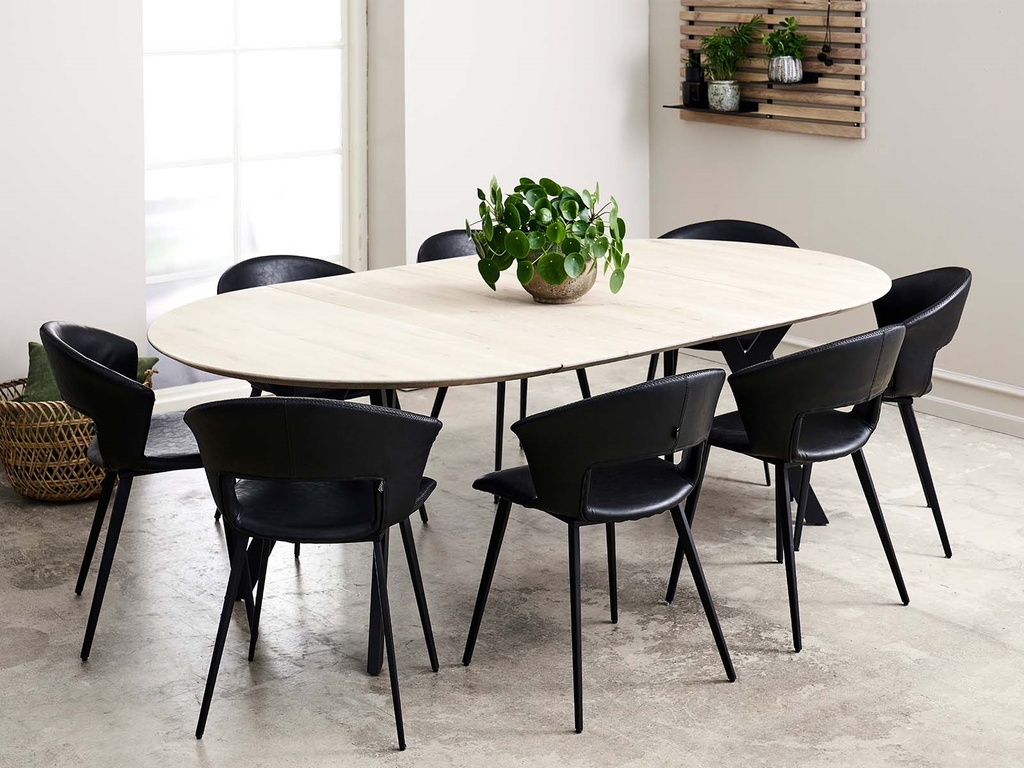 Jatkettava ruokapöytä MIAMI Ø128-178cm white oil+lakka