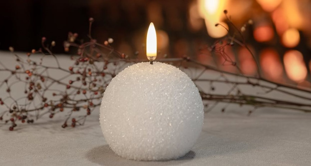 LED kynttilä  pyöreä Nordic white, Glitter, 7x7 cm