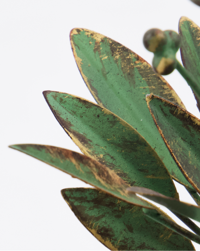 Kynttilänjalka Leaves, antiikki vihreä 20cm 