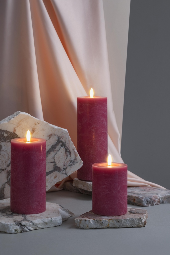 LED kynttilä, Rock, Melted, Vintage Rose, 74x150mm