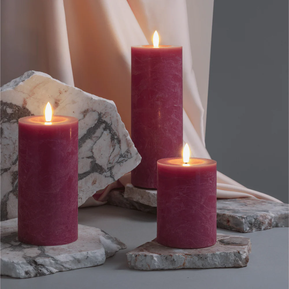 LED kynttilä, Rock, Melted, Vintage Rose 74x100mm