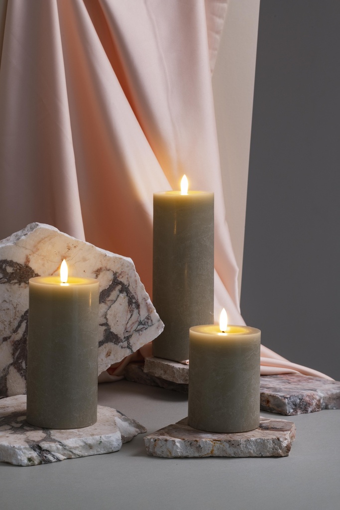 LED kynttilä, Rock, Melted,Kit Grey 74x150mm