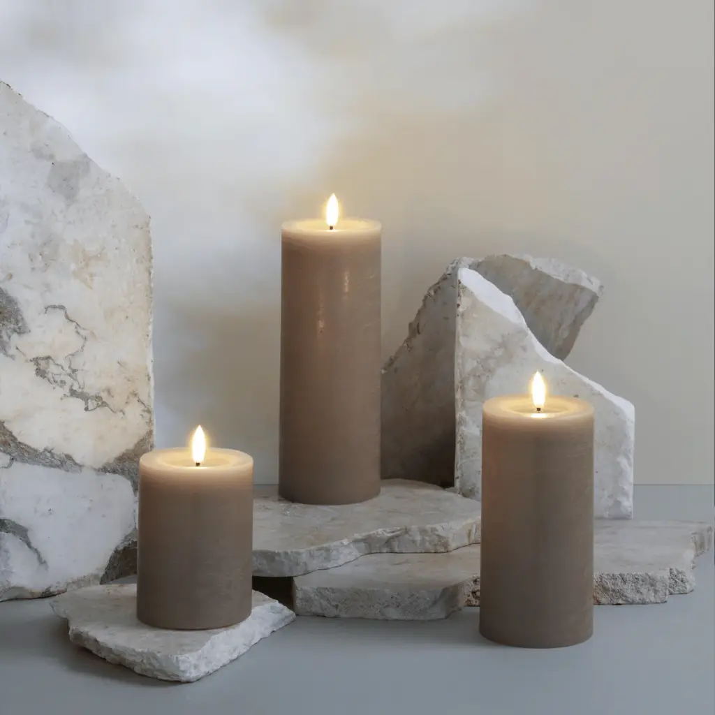 LED kynttilä, Rock, Melted, Sand 74x200mm 
