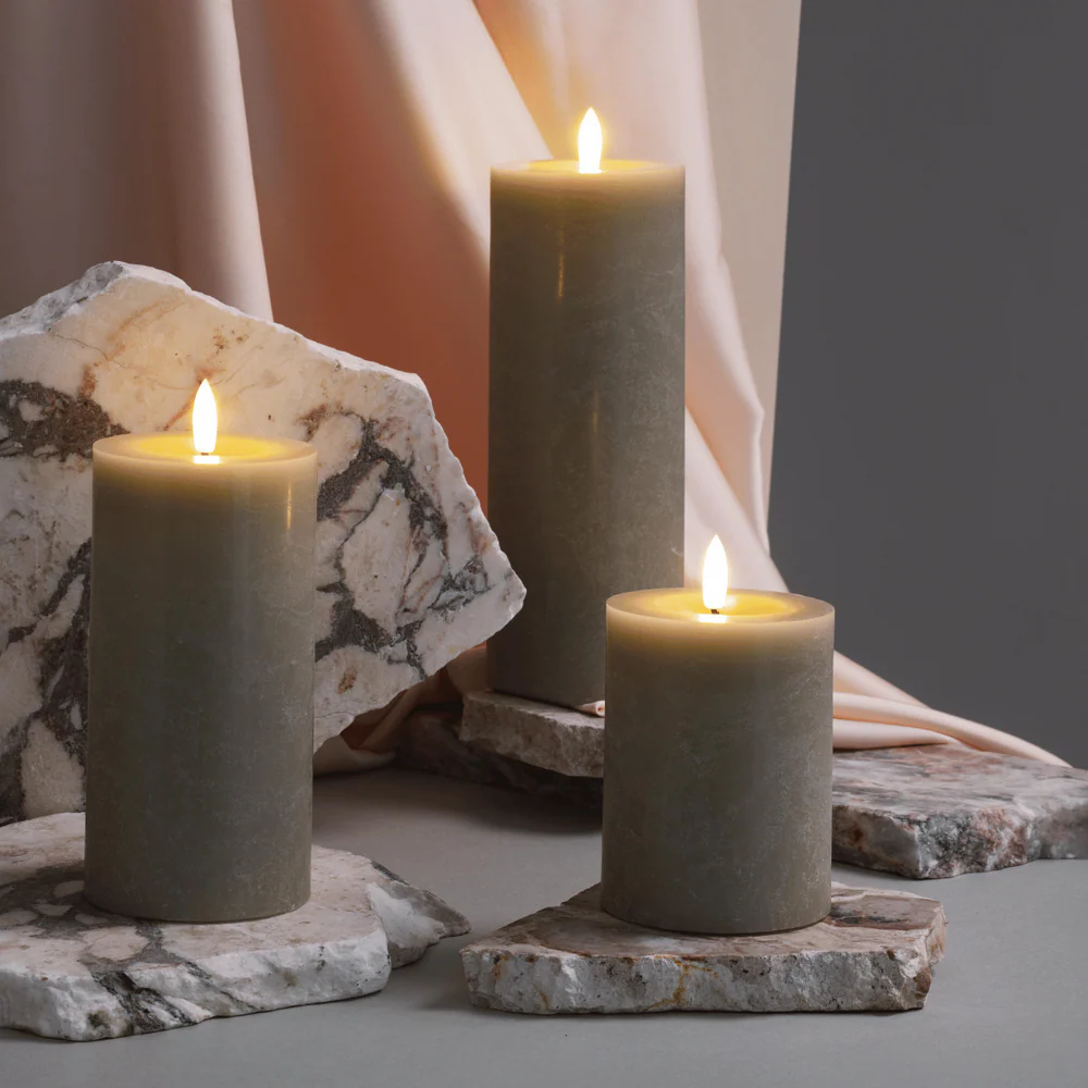LED kynttilä, Rock, Melted,Kit Grey, 74x200mm  