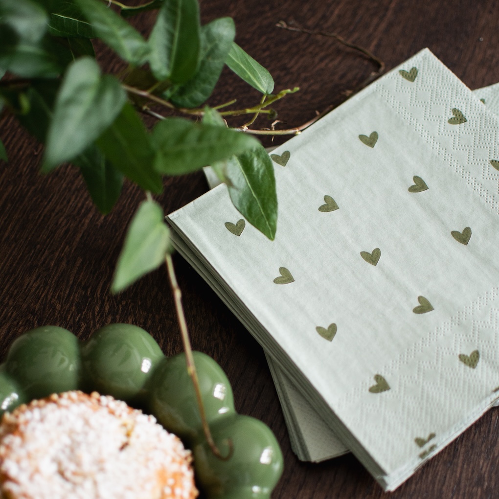 Paperiservetti sydän vihreä 33x33cm 