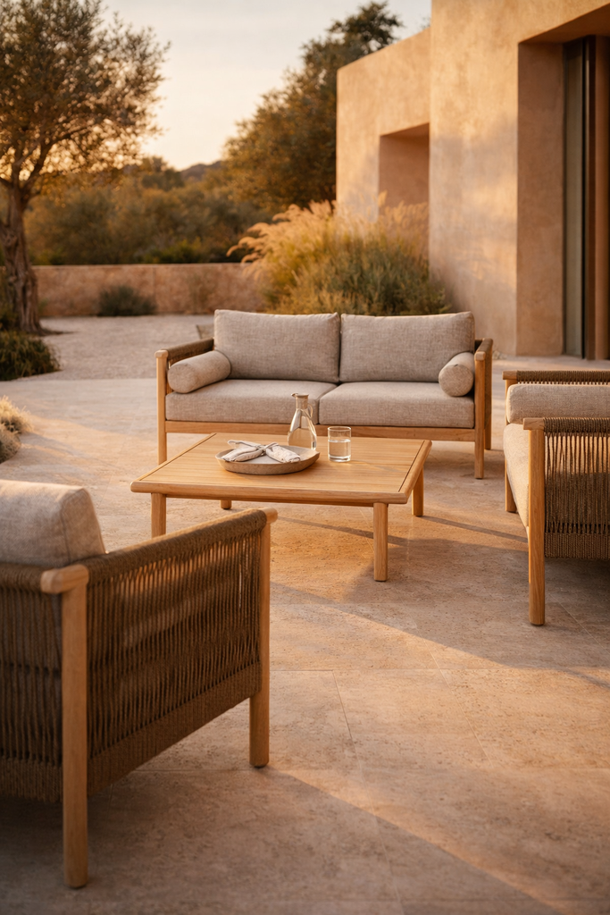 Ulkosohva BELLEVIE clay grey/off-white 2:n istuttava