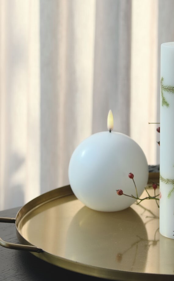 Led-Kynttilä pyöreä, valkoinen halk. 10 cm