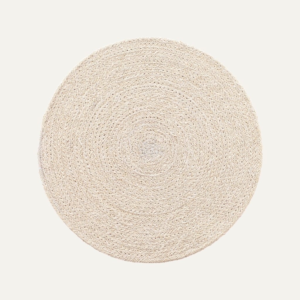 Juuttitabletti JUTE ELLA pyöreä 38 cm, valkoinen