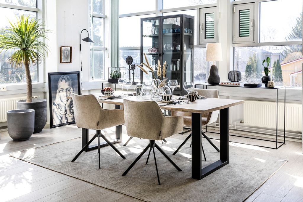 Ruokapöytä LIVE EDGES vaalea tammi 160x90 cm