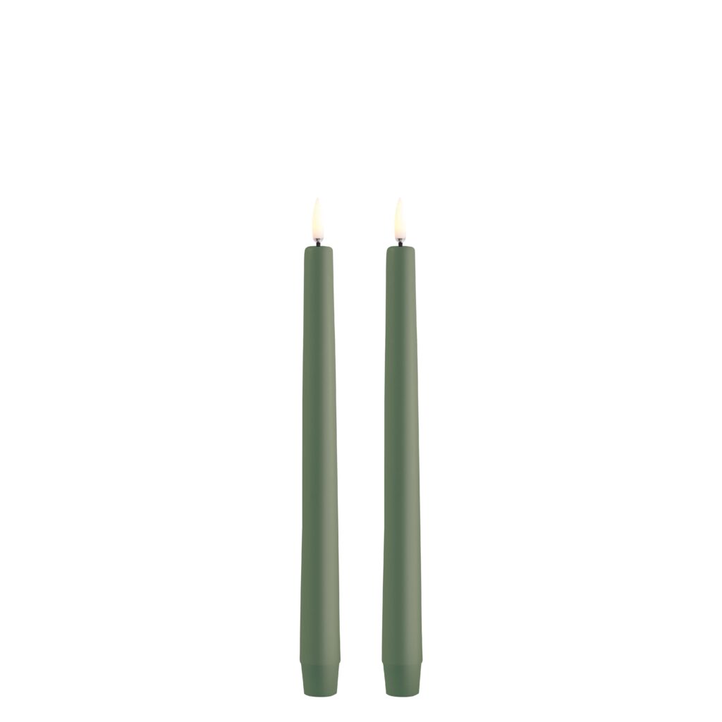 Led-Kruunukynttilät 2-setti Olive green 2,3x25cm
