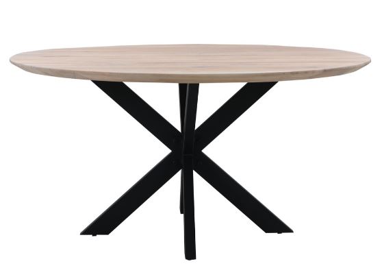 Pyöreä ruokapöytä vaalea tammi ø150 cm metalli jalka
