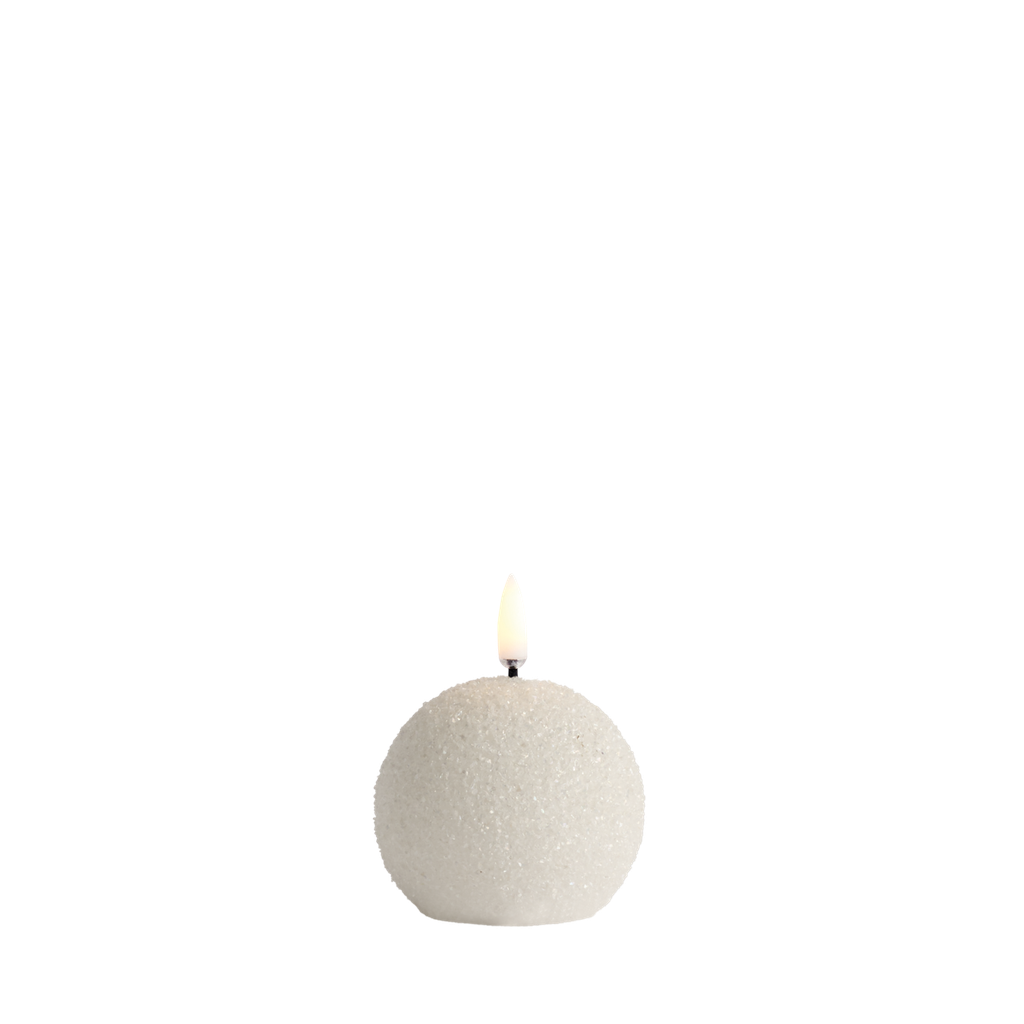 LED kynttilä pyöreä GLITTER nordic white 7x7cm