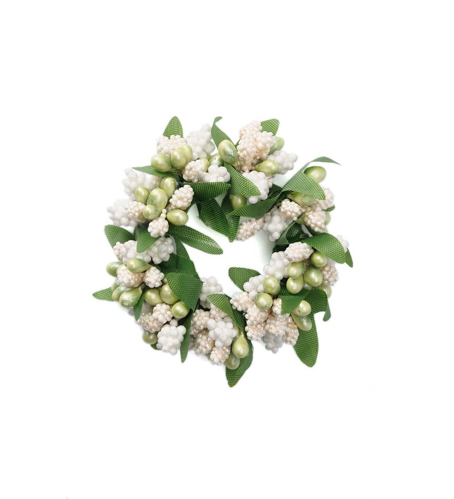 Serviettirengas vihreät helmet ja vihreät lehdet