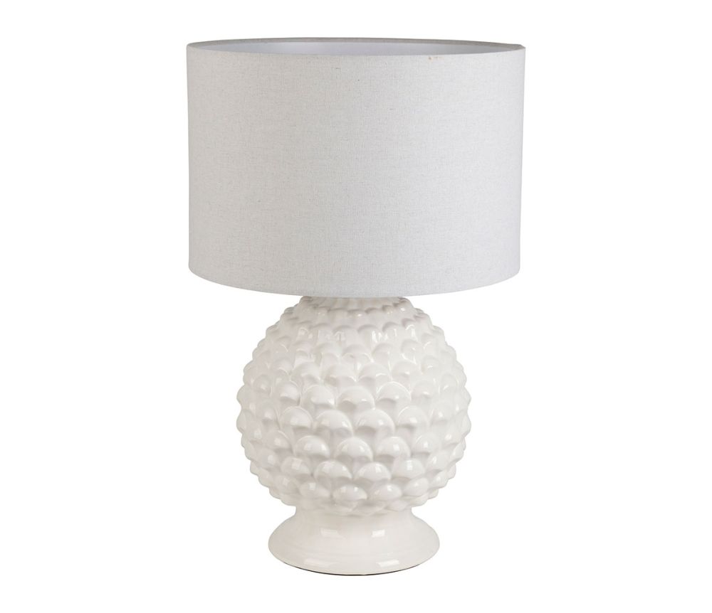 Lampunjalka Pine + pellavavarjostin