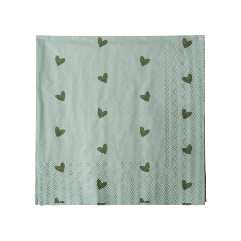 Paperiservetti sydän vihreä 33x33cm 