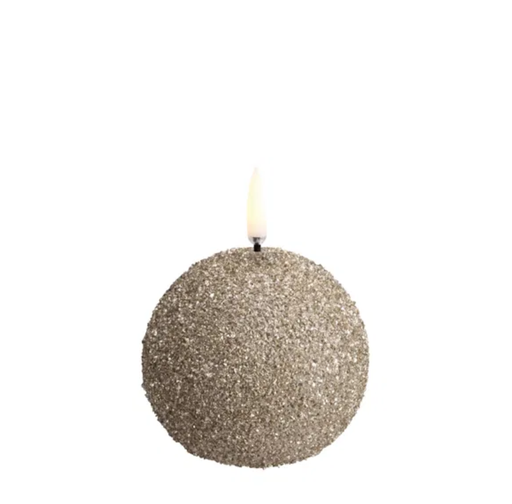 [UL-BA-CPGLI0707] LED kynttilä pyöreä GLITTER champagne 7x7 cm 