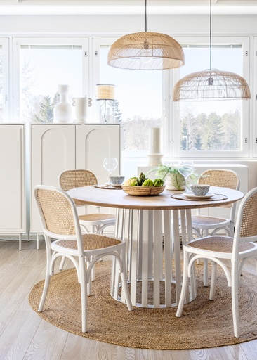 [150202-30251] Ruokapöytä Bellante 150cm White Oil - valkoinen Half Moon jalka 