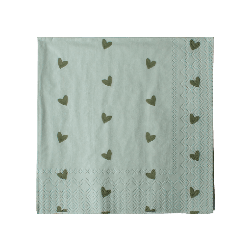 [20240414] Paperiservetti sydän vihreä 33x33cm 