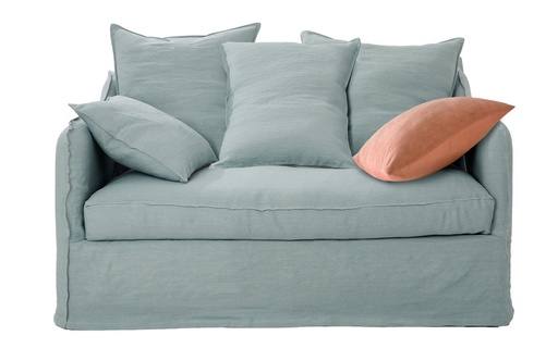 [179019F] Giselle Loveseat nojatuoli NewLin valkoinen pellava