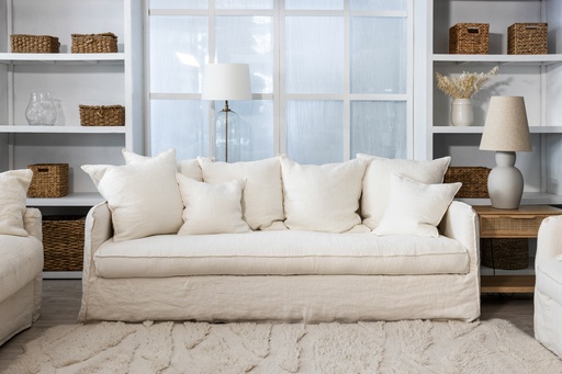 [179018V] Giselle sohva valkoinen pellava 205 cm