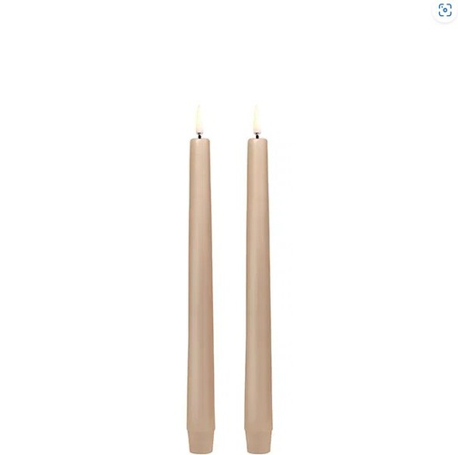 [UL-TA-BE02325-2] Led-Kruunukynttilät 2kpl beige 2,3x25cm