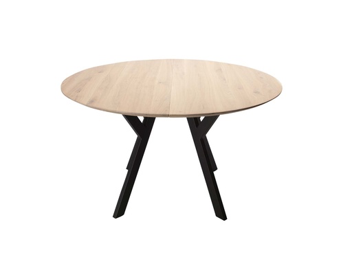 [190100-white+705018] Jatkettava ruokapöytä Veron Ø128cm valkoöljy+lakkakäsittely
